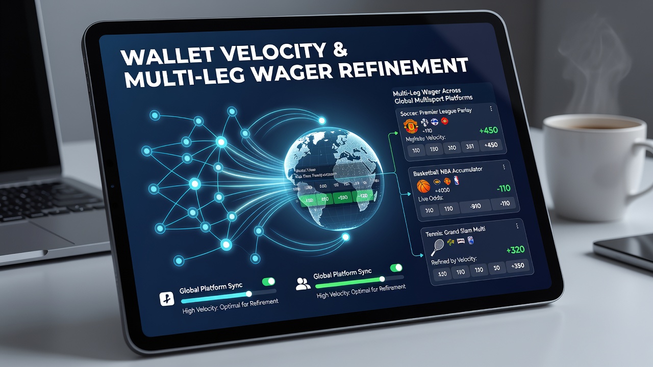 Multi-leg wager refinement process on multisport platforms with wallet velocity metrics and global event tracking